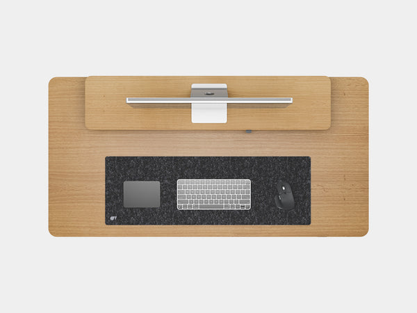 Oakywood Desk Setup Pro made of oak veneer with black accents – stylish ergonomic office bundle with monitor riser and accessories | oak veneer, , black
