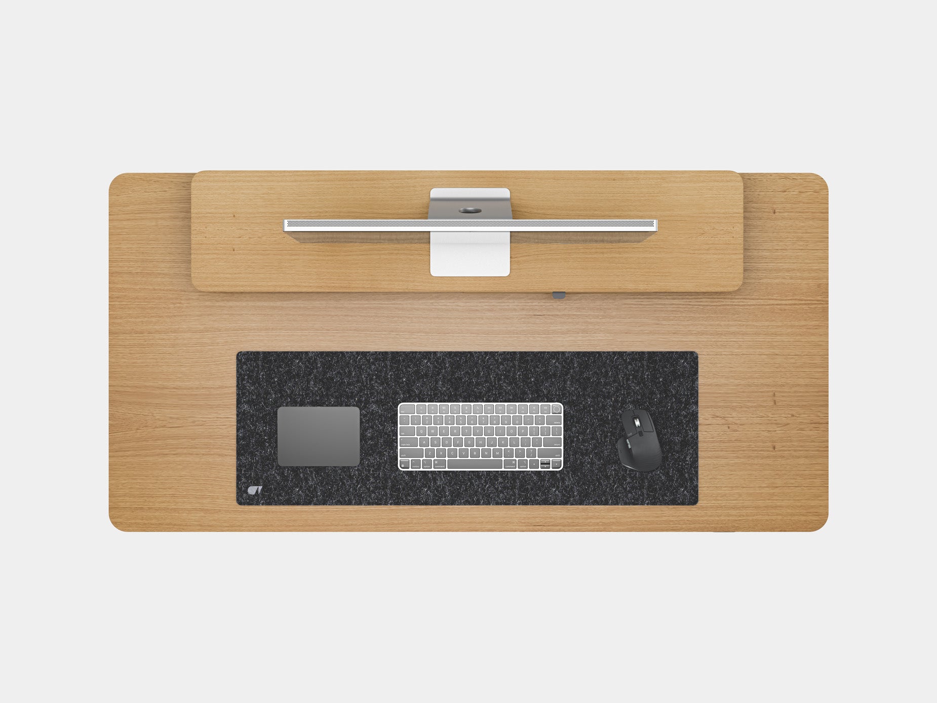 Oakywood Desk Setup Pro made of oak veneer with black accents – stylish ergonomic office bundle with monitor riser and accessories | oak veneer, , black