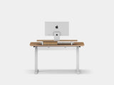 Oakywood Desk Setup Pro crafted from oak veneer with white finish – modern ergonomic desk bundle with cable tray and grommet | oak veneer, , white