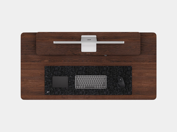 Oakywood Desk Setup Pro made of walnut with black accents – premium office setup with felt & cork mat and large modular drawer | walnut, , black
