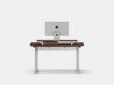Oakywood Desk Setup Pro crafted from walnut with white finish – ergonomic desk setup with Standing Desk Pro, drawers, and felt & cork mat | walnut, , white