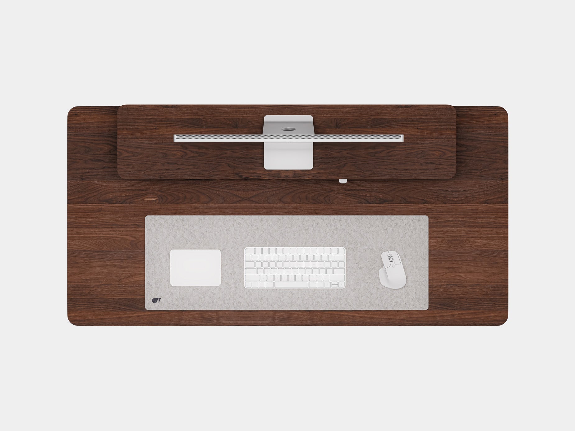 Oakywood Desk Setup Pro made of walnut with white accents – stylish functional desk setup for productive work | walnut, , white