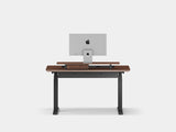 Oakywood Desk Setup Pro crafted from walnut veneer with black finish – complete office setup with desk shelf, grommet, and felt & cork desk mat | walnut veneer, , black