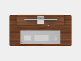 Oakywood Desk Setup Pro made of walnut veneer with white accents – complete ergonomic workspace with desk shelf, drawers, and accessories | walnut veneer, , white