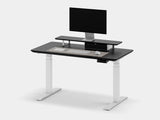 Oakywood Desk Setup Touch Bundle in black with white accents – contemporary ergonomic desk setup with drawers, cable management, and grommet | black, , white