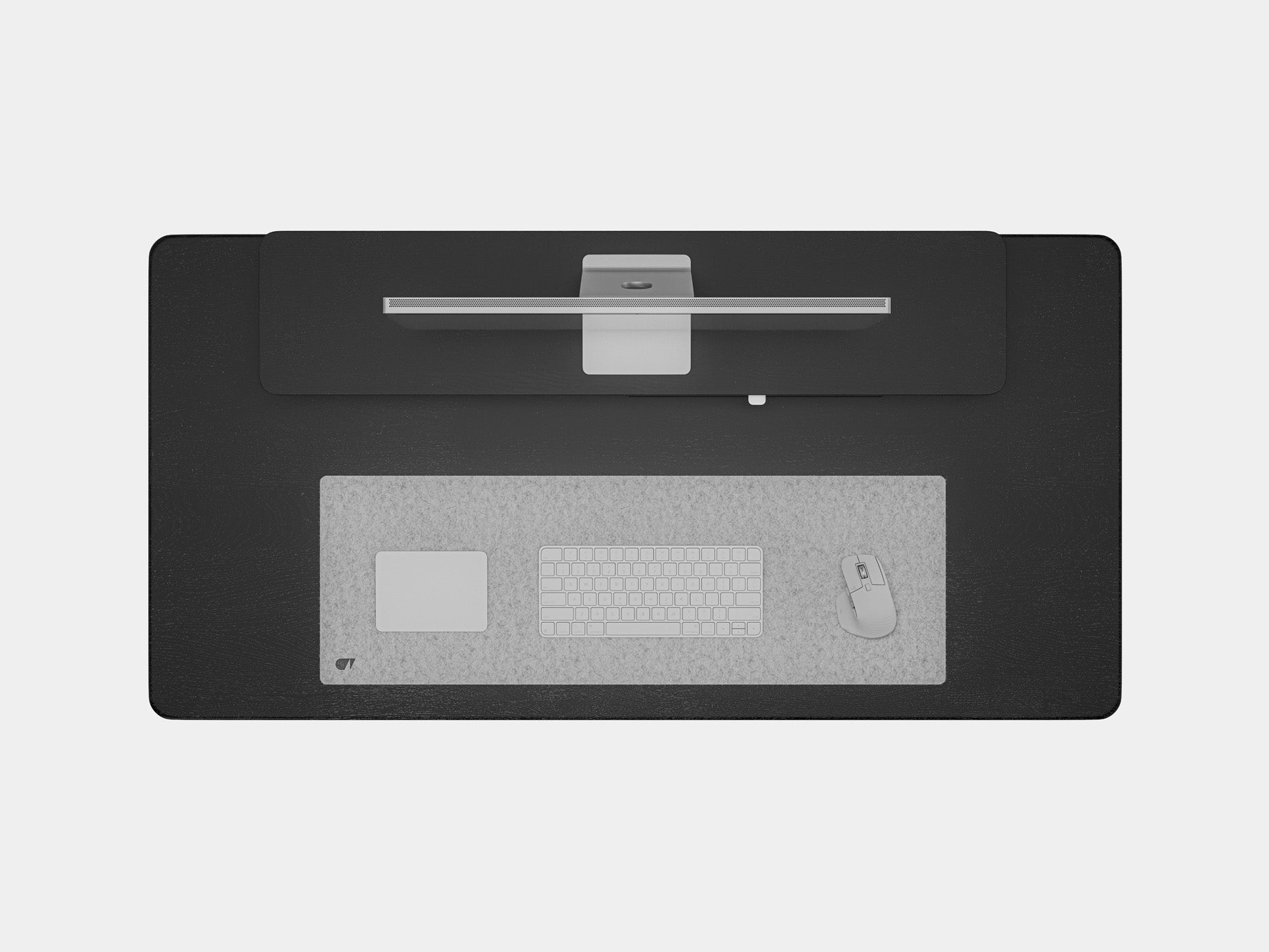 Oakywood Desk Setup Touch Bundle made of black with white accents – complete desk setup with monitor riser, large drawer, and cable management tray | black, , white