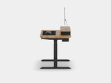 Oakywood Desk Setup Touch Bundle in oak with black highlights – functional office setup with cable management tray and grommet for organized workspace | oak, , black
