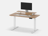 Oakywood Desk Setup Touch Bundle in oak with white accents – modern desk setup with Standing Desk Touch, desk shelf, and large modular drawer | oak, , white