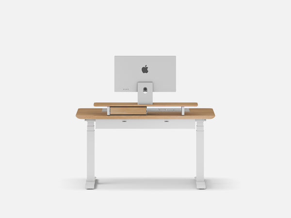 Oakywood Desk Setup Touch Bundle crafted from oak with white finish – complete workspace organization with felt & cork mat and under-desk cable tray | oak, , white