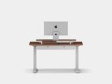 Oakywood Desk Setup Touch Bundle crafted from walnut veneer with white finish – elegant ergonomic workspace with desk shelf, drawers, and Standing Desk Touch | walnut veneer, , white