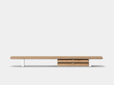 oakywood oak veneer desk shelf with white legs and dual modular drawer | oak veneer, dual drawer, white