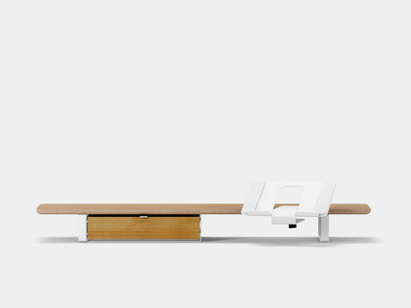 oak veneer, single drawer, white