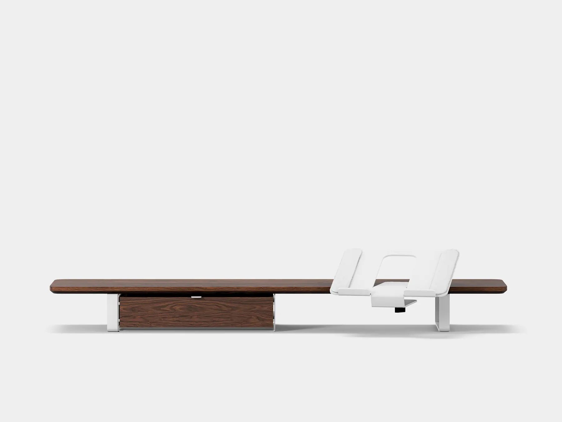 walnut, single drawer, white