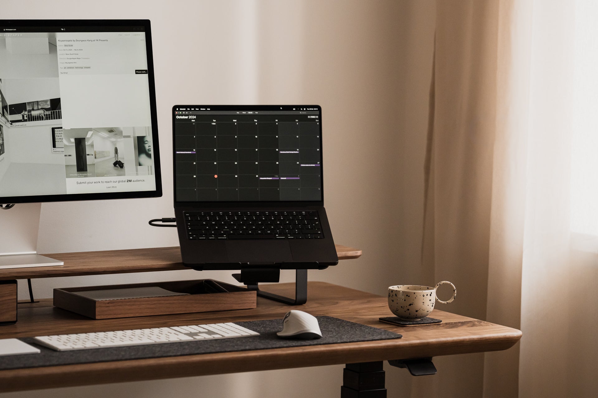 desk shelf laptop mount in use | black, 
