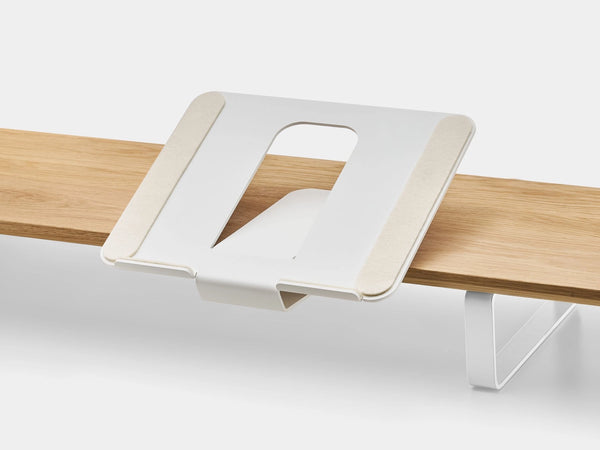 white steel laptop mount for desk shelf | white, 