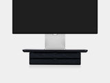 oakywood black wooden desk shelf mini with a dual drawer and black base | black, dual drawer, black