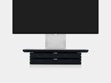 oakywood black wooden desk shelf mini with a dual drawer and white base | black, dual drawer, white