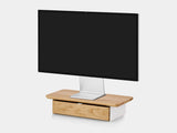 oakywood oak wooden desk shelf mini with a single drawer and white base side view | oak, single drawer, white
