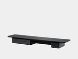 oakywood wooden desk shelf pro, solid wood monitor stand side view | black, single drawer, black