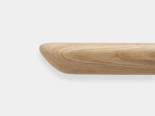 Wooden floating shelf designer side on a white background| light oak