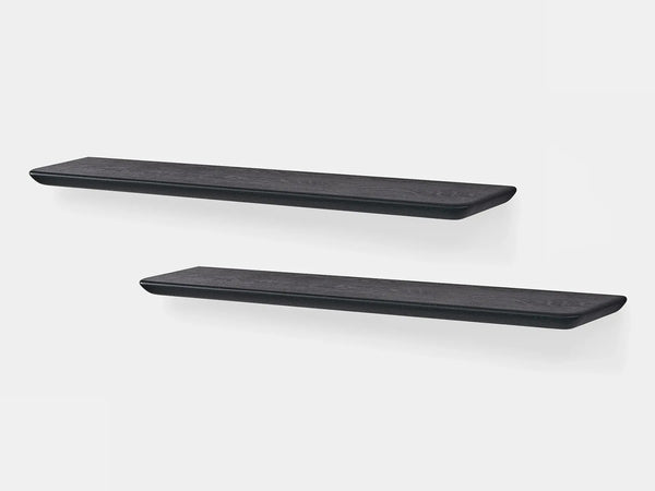 Oakywood Floating Shelf Bundle in black – modern black shelf for minimalist wall organization | black, 