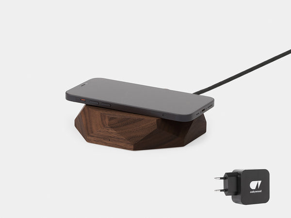 walnut Geometric Charging Pad with EU plug | walnut, EU (Adapter type C)