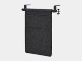 Oakywood Hanging Desk Organizer featuring anthracite felt pocket, black rod and black clamps – minimalist under desk organizer for workspace accessories | anthracite, black, black