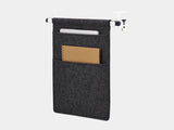 Oakywood Hanging Desk Organizer with anthracite felt pocket, black wooden rod and white metal clamps – bold contemporary felt pocket for office tools | anthracite, black, white