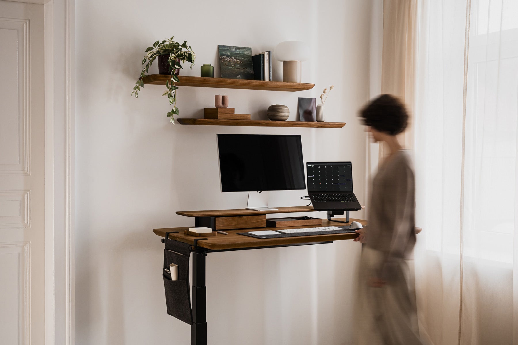 Oakywood Hanging Desk Organizer featuring anthracite felt pocket – contemporary felt pocket organizer for workspace accessories | anthracite, , 