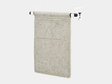 Oakywood Hanging Desk Organizer featuring stone grey felt pocket, black rod and white clamps – stylish felt pocket mounted on desk side for everyday tools | stone grey, black, white