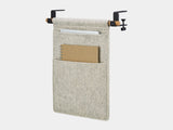 Hanging Desk Organizer	Oakywood Hanging Desk Organizer with stone grey felt pocket, oak wooden rod and black metal clamps – elegant side mounted storage for office accessories | stone grey, oak, black