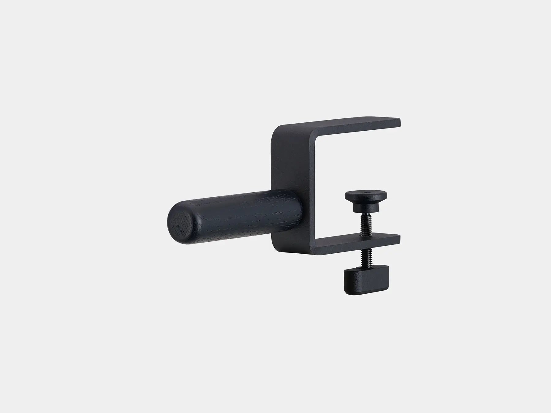 Oakywood Desk-Mounted Headphone Hook in black wood with black finish – sleek side mounted hook for headphones and other desk items | black, black