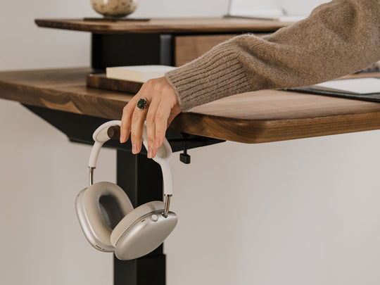 Oakywood Desk-Mounted Headphone Hook – adjustable clamp hook for headphones, bags, or other desktop items | , 