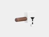 Oakywood Desk-Mounted Headphone Hook in walnut with white finish – elegant wooden hook for headphones and desktop accessories | walnut, white