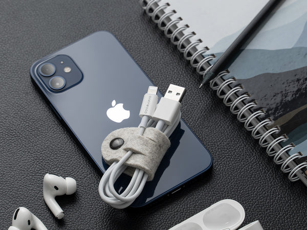 oakywood felt cable tiesfor lightning cords | stone grey