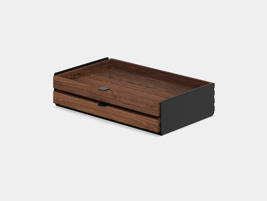 oakywood walnut dual modular drawer with black base | walnut, dual drawer, black