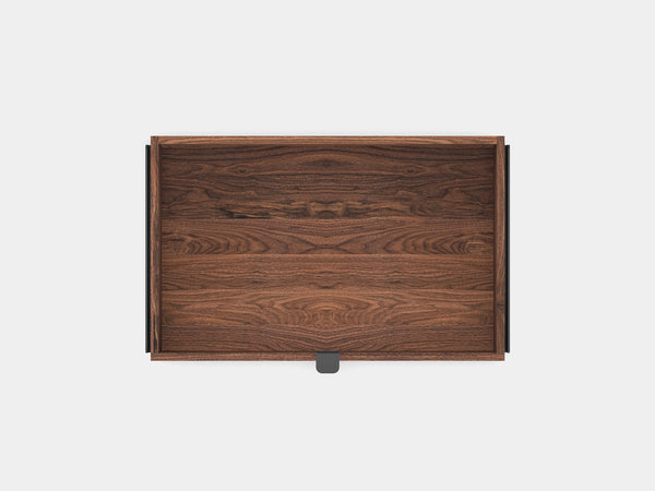 oakywood walnut modular drawer with black base top view | walnut, , black