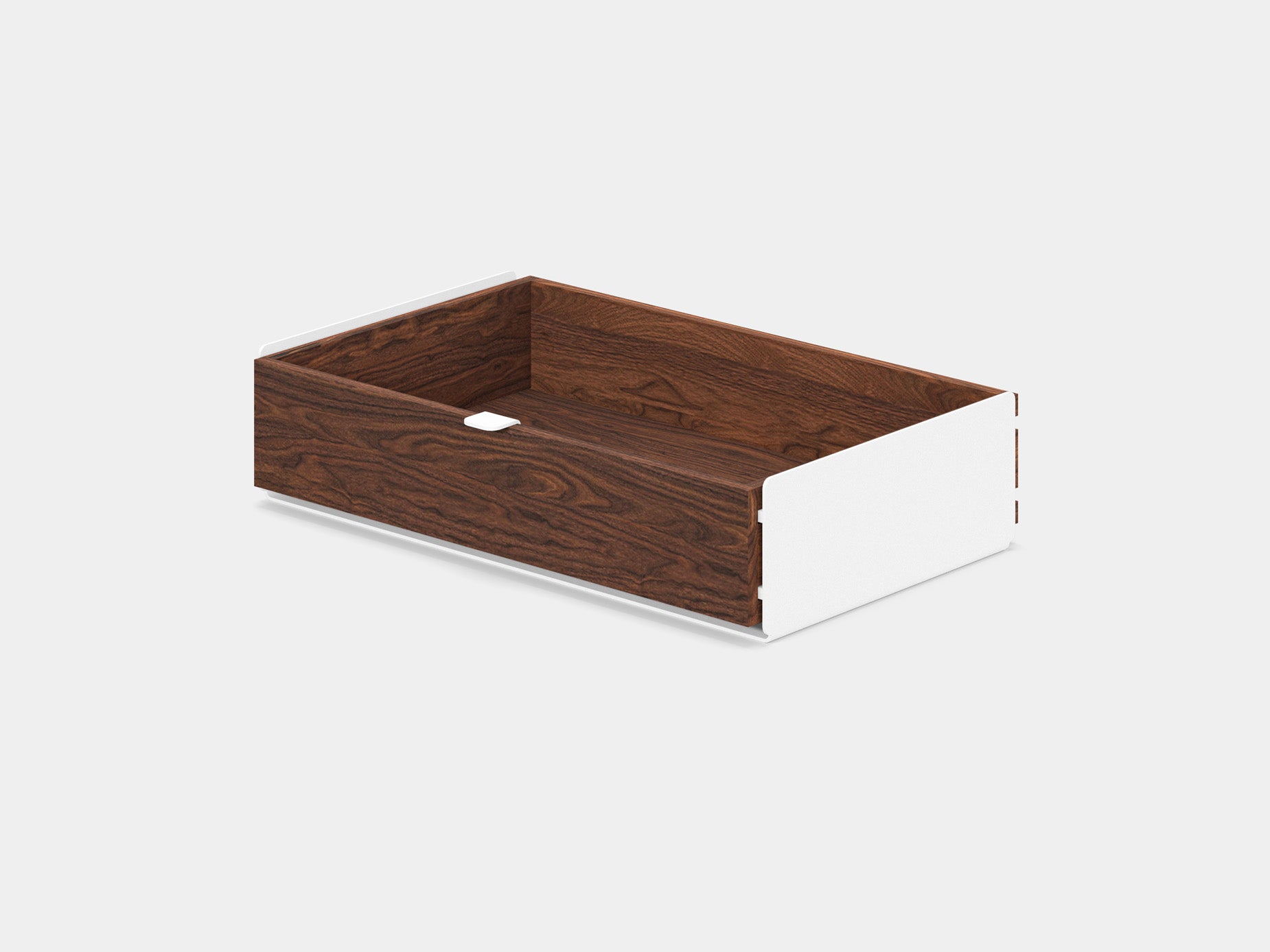 oakywood walnut modular drawer with white base | walnut, single drawer, white