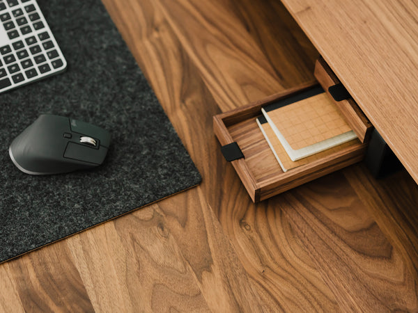 oakywood small walnut dual modular drawer with black base in use | walnut, , 