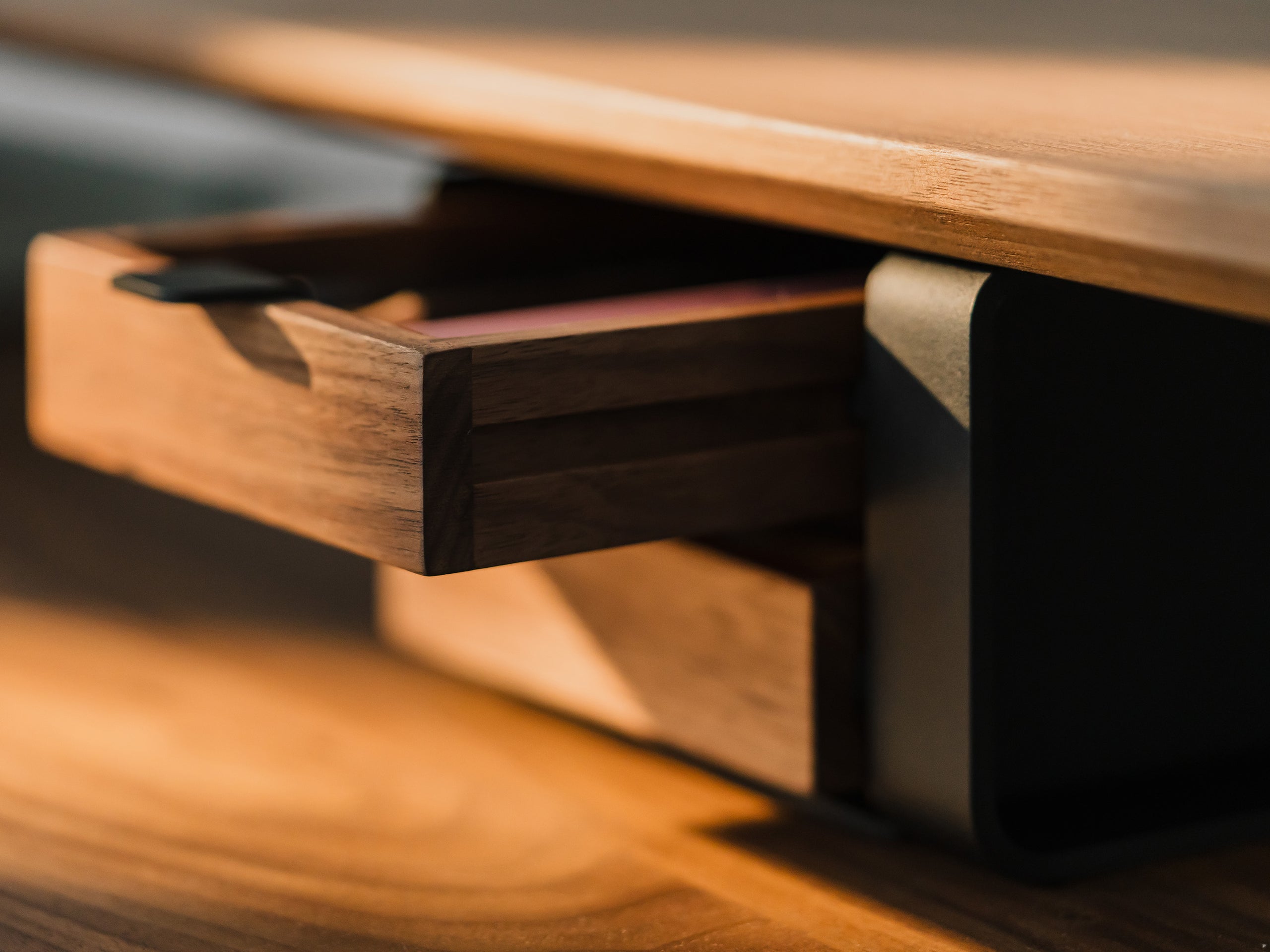 oakywood small walnut dual modular drawer with black base details | walnut, , 
