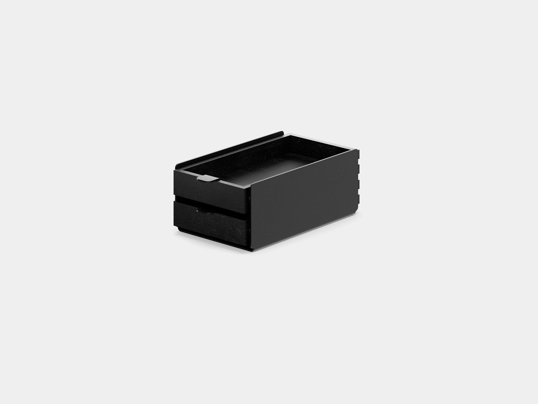 oakywood small black wooden dual modular drawer with black base | black, dual drawer, black