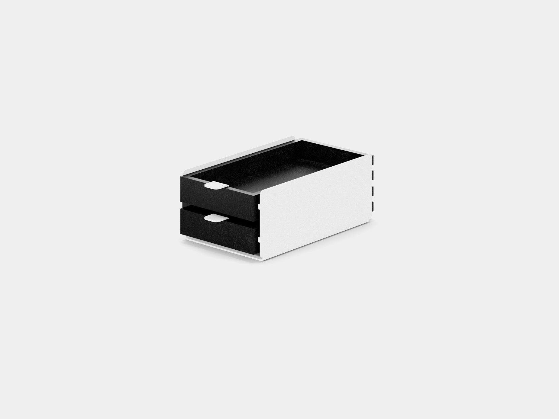 oakywood small black wooden dual modular drawer with white base | black, dual drawer, white