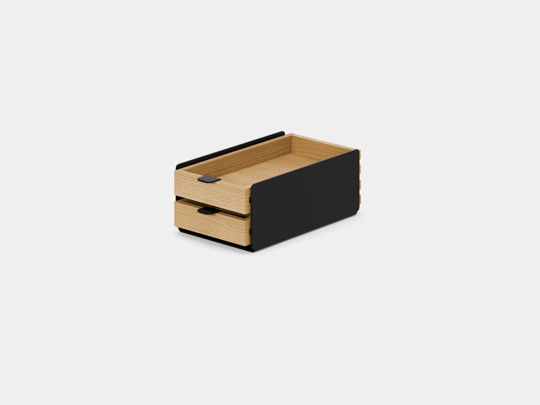 oakywood small oak dual modular drawer with black base | oak, dual drawer, black
