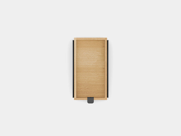 oakywood small oak modular drawer with black base top view | oak, , black