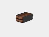 oakywood small walnut dual modular drawer with black base | walnut, dual drawer, black