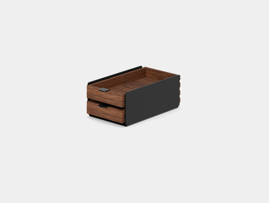 oakywood small walnut dual modular drawer with black base | walnut, dual drawer, black