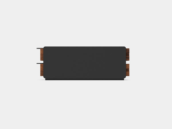 oakywood small walnut dual modular drawer with black base side view | walnut, dual drawer, black