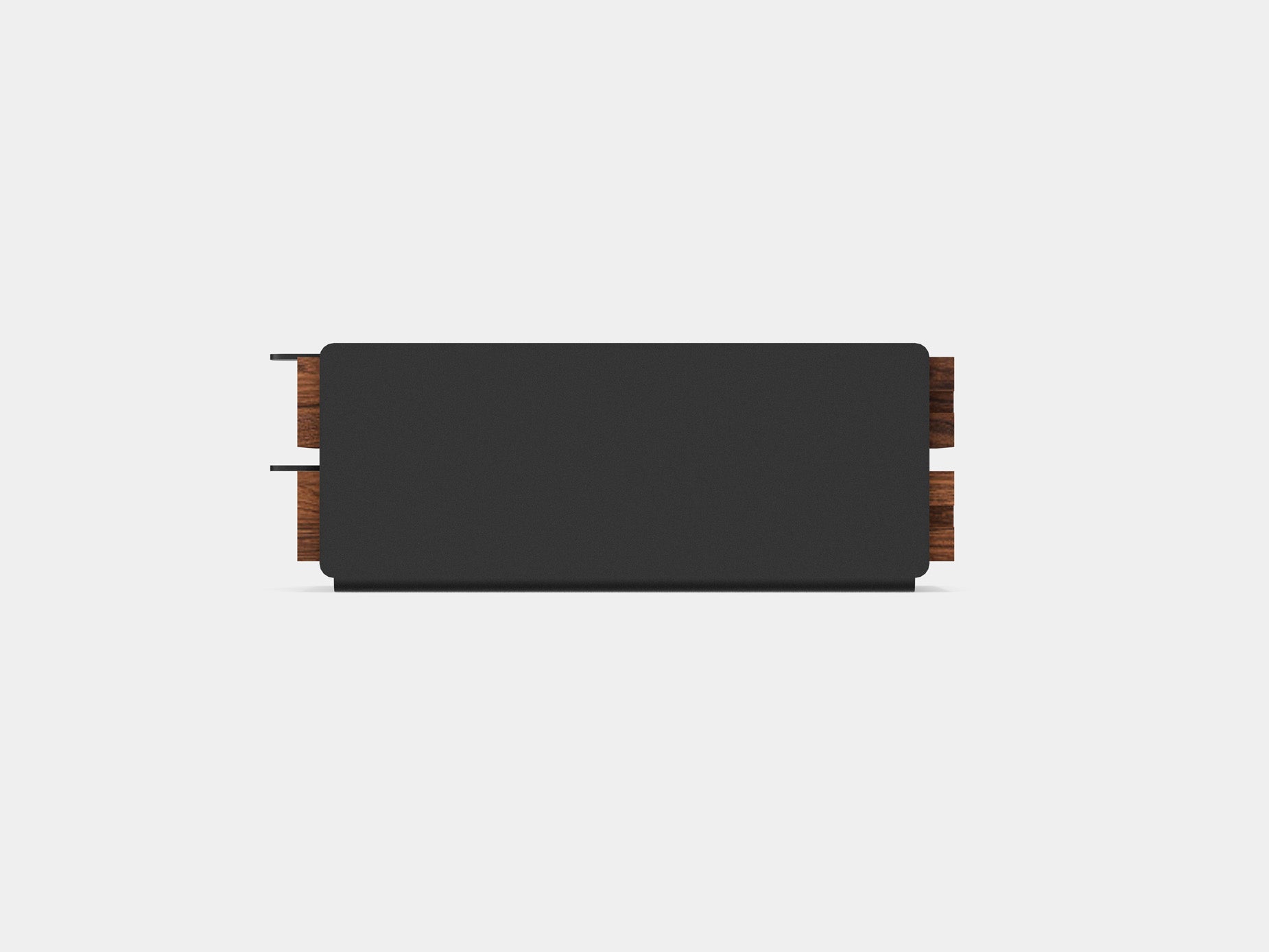 oakywood small walnut dual modular drawer with black base side view | walnut, dual drawer, black