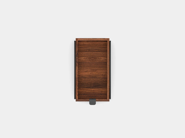 oakywood small walnut modular drawer with black base top view | walnut, , black