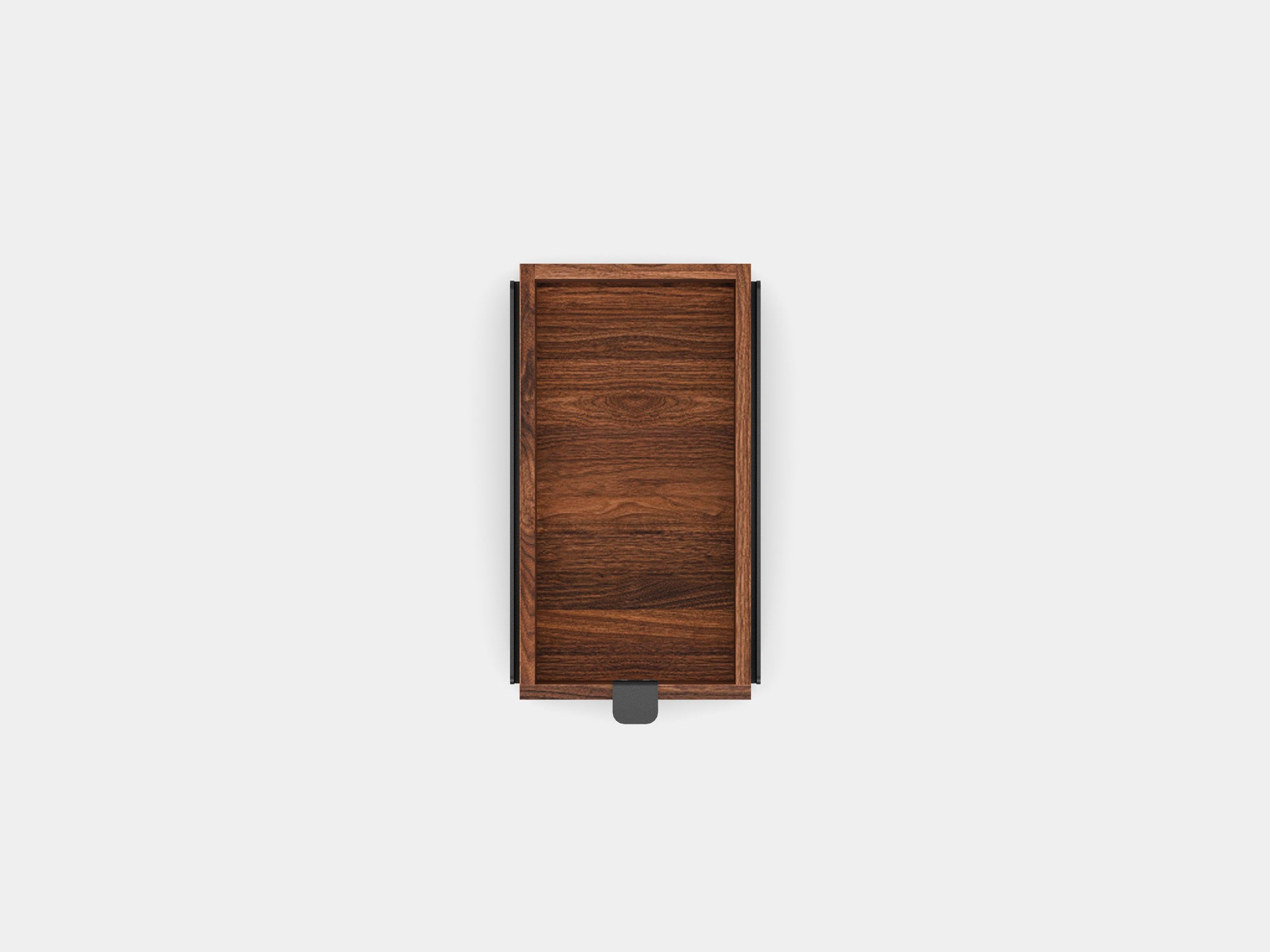 oakywood small walnut modular drawer with black base top view | walnut, , black